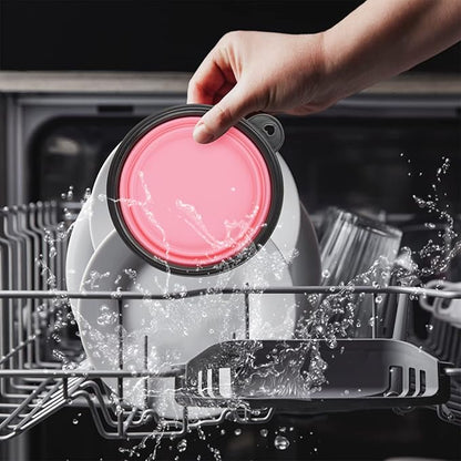 Dog Bowl Pet Collapsible Bowls, 2 Pack Collapsible Dog Water Bowls for Cats Dogs, Portable Pet Feeding Watering Dish for Walking Parking Traveling with 2 Carabiners (Small, Purple+Fairy Pink) - PAWPICO