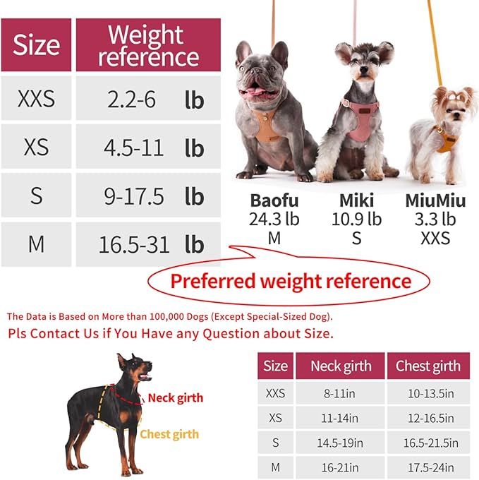 Puppytie No Pull Dog Harness with Multifunction Dog Leash,Soft Adjustable No Choke Escape Proof Pet Harness Vest for Medium Dogs or Large Dogs,red,M - PAWPICO