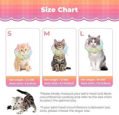 Flower Cat Cone, Uadonile Adjustable Cat Cone Collar, Soft Dog Elizabethan Collar Recovery E Collar After Surgery, Recovery E-Collar for Kittens/Puppies and Cats Recovery(Tie-dye Pink Blue, M) Uadonile
