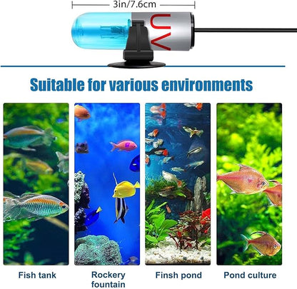 Mini 3W Aquarium Clean Light with Timer Algae Removal Light Fish Tank LED Light Aquarium Green Clean Waterproof Light for Pond Tank Aquarium, Black Rutloy