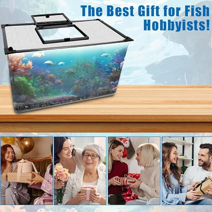 Magnetic Fish Tank Lid with Feeding Window, SEILETOO High Transparency Fish Tank Cover, Aquarium Lid Can be Cut to Any Size, Fish Anti Jumping Net SEILETOO