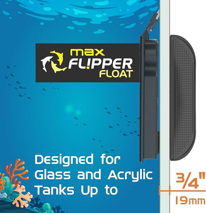 FL!PPER Flipper Cleaner Float - 2-in-1 Floating Magnetic Aquarium Glass Cleaner - Fish Tank Cleaner - Scrubber & Scraper Aquarium Cleaning Tools – Floating Fish Tank Cleaner, Max FLPPER
