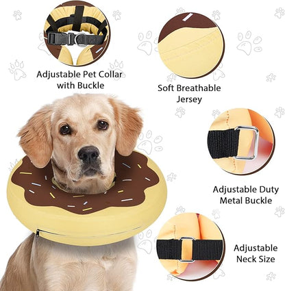 Dog Cone Collar for Small Medium Large Dogs for After Surgery, Pet Inflatable Neck Donut Collar Soft Protective Recovery Cone for Dogs and Cats - Alternative E Collar Does not Block Vision - Brown,S MIDOG