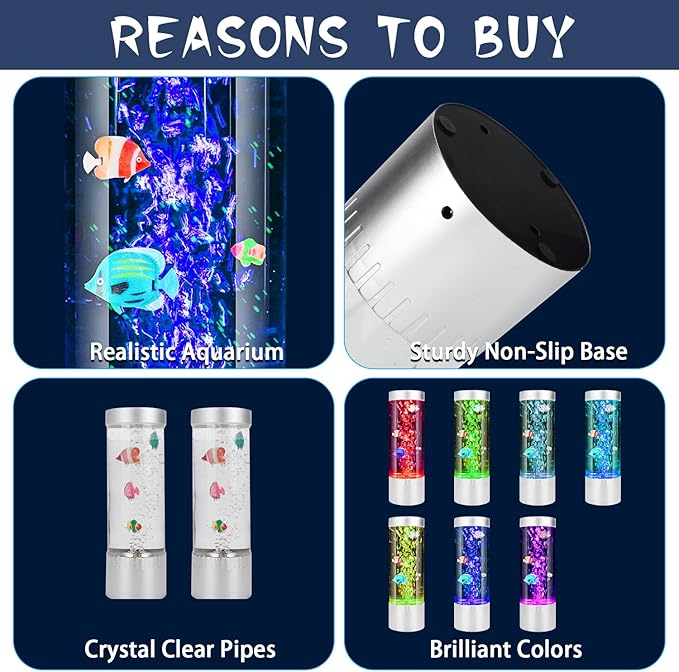 Fish Lamp, Fake Fish Tank with Aquarium Night Light, Kids Friendly Bubble Fish Lamp to Light Up Your Life Like a Lamp with Moving Fish Tank, Fish Tank Light and Aquarium Lamp SHTALHST