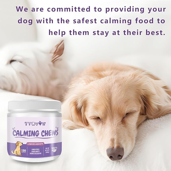 Dog Calming Chews with Melatonin - 120PCS Anxiety Relief Treats for Dogs, Calming Chews for Dogs, Promote Relaxation, Reduce Stress, Sleep Aid for Dogs,Natural Ingredients Calming Treats for Dogs VVWVVW