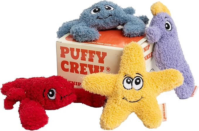 4 Pack Interactive Catnip Cat Plush Toy, Ocean Theme Set, 5'', for All Breed Size Cats (4 in 1) - PAWPICO