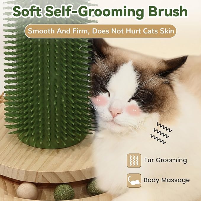 OTOB 36" Tall Cat Scratching Post, Natural Sisal Rope Cactus Scratcher Post, Vertical 6-in-1 Interactive Turntable Cat Scratch Post with Soft Ball Toys, Protect Your Furniture for All Indoor Cats - PAWPICO