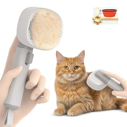 BARFI Pet Brush - Self-Cleaning Pet, Cat, Dog Shedding Brush - Multi-Functional Grooming Tool with Negative Ion Technology, Vibrating Massager, Wood's Lamp (Gray) - Free Pet Bowl - PAWPICO