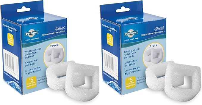 PetSafe Drinkwell Replacement Foam Filters Compatible Ceramic and Stainless Steel Pet Fountains, for Water Dispensers for Dog, 2 Count Pack - PAC00-13711, White (Pack of 2) - PAWPICO