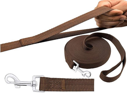 15ft 20ft 30ft 40ft 50ft Long Dog/Puppy Lead Obedience Recall Training Dog Leashes for Small Medium Dogs Camping, Training, Play, or Backyard (15 FT, Brown) PETGOGO