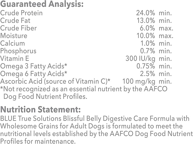 Blue Buffalo True Solutions Blissful Belly Digestive Care Natural Dry Food for Adult Dogs, Chicken, 4-lb Bag - PAWPICO