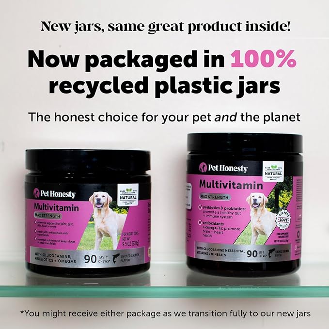 Pet Honesty Dog Multivitamin Max Strength - 15 in 1 Dog Vitamins for Health & Heart - Dog Essentials Fish Oil, Glucosamine, Probiotics, Omega Fish Oil - Dog Vitamins and Supplements for Skin and Coat PetHonesty