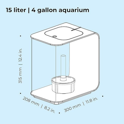 biOrb Flow 15 Acrylic 4-Gallon Aquarium with White LED Lights Modern Compact Tank for Tabletop or Desktop Display, White biOrb