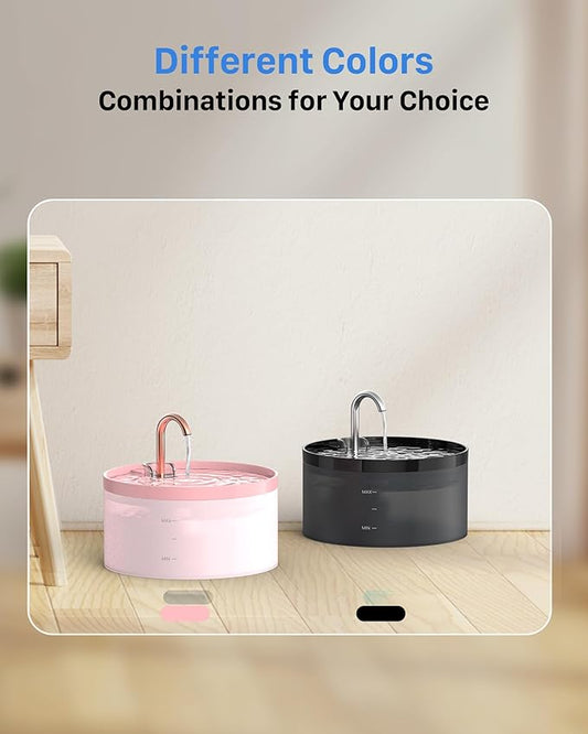 Cat Water Fountain with Tap Shape: 3.2L Cat Fountain for Cats - Super Quiet Water Pump - Filters Hair - Easy Disassembly - 6 Filters + 3 Foam Filters - Pink Cat Fountains for Drinking - PAWPICO