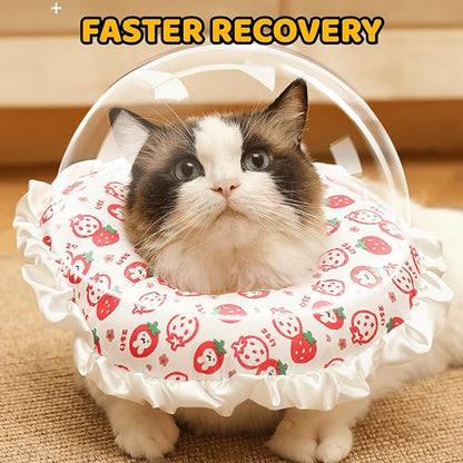 Cute Cat Recovery Collar Soft Adjustable Cats Cone Anti-Bite Pet Neck Pillow Easy to Wear Prevent Lick Wound After Surgery Injury (S(6.6-14lb),White) Jatmira