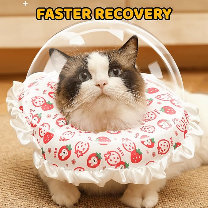 Cute Cat Recovery Collar Soft Adjustable Cats Cone Anti-Bite Pet Neck Pillow Easy to Wear Prevent Lick Wound After Surgery Injury (M(14-22lb),White) Jatmira