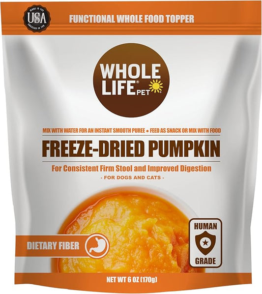 Whole Life Pet Pumpkin Powder for Dogs and Cats. Firms Stool, Relieves Diarrhea. Mix with Water for Instant Puree. No Mess or Waste from Cans. Human Grade Quality - PAWPICO
