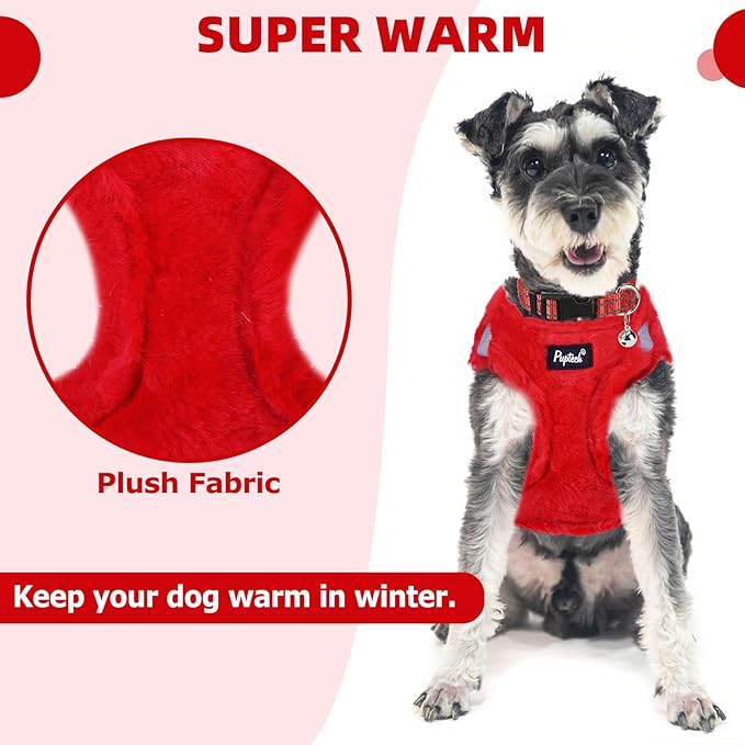 PUPTECK Adjustable Dog Harness Collar and Leash Set Step in No Pull Pet Harness for Small Medium Dogs Puppy and Cats Outdoor Walking Running, Soft Mesh Padded Reflective Vest Harnesses, Red M PUPTECK