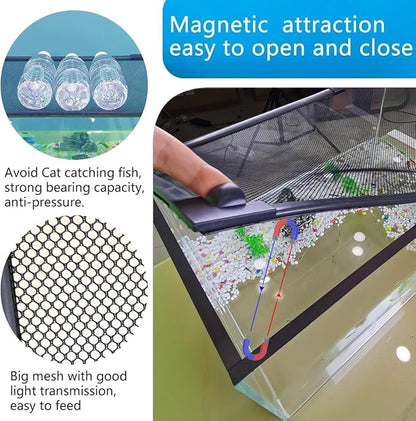 DIY Magnetic Fish Tank lid Cover Protective net (72''X26''(183X66cm) Keep Fish from Jumping Out Prevent Fish, Reptiles, Turtles JOOFAN