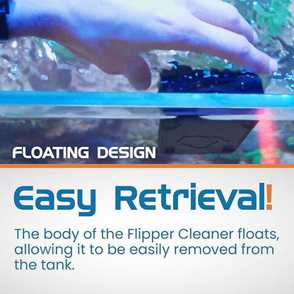 FL!PPER Flipper Cleaner Float - 2-in-1 Floating Magnetic Aquarium Glass Cleaner - Fish Tank Cleaner - Scrubber & Scraper Aquarium Cleaning Tools - Floating Fish Tank Cleaner, Nano FLPPER