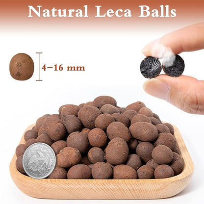 Halatool 8 LB Leca Clay Pebbles for Plants 4mm-16mm Clay Balls 100% Natural Hydroton Leca Balls for Indoor Plants Hydroponic Growing Gardening Orchids Drainage Decoration Aquaponics HALATOOL