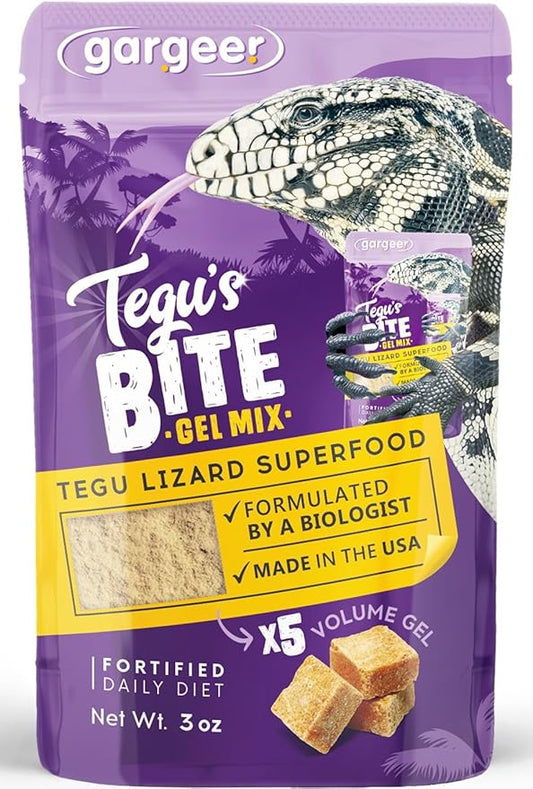 3oz Tegu Lizard Food. Complete Gel Diet for Both Juveniles and Adults. Proudly Made in The USA, Using Premium Ingredients, Fortified Gourmet Formula. Enjoy! Gargeer