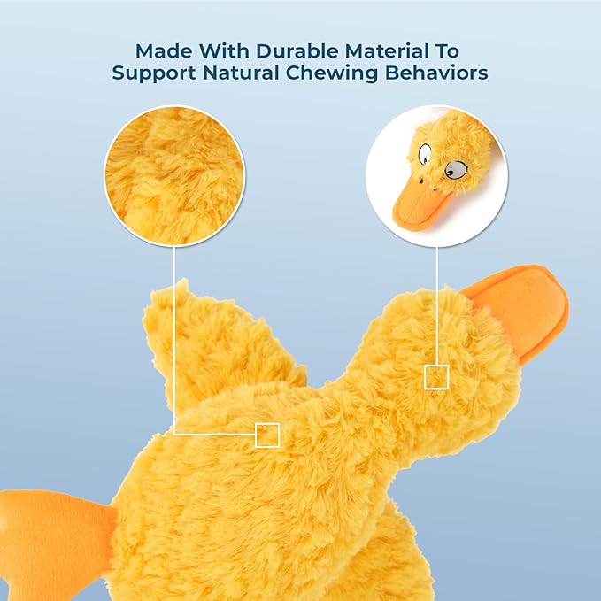 Best Pet Supplies Ducky Doodle Squeaky Crinkle Plush Toy for Small and Medium Breed Puppies or Dogs – Ducky Doodle (Gold), Large - PAWPICO