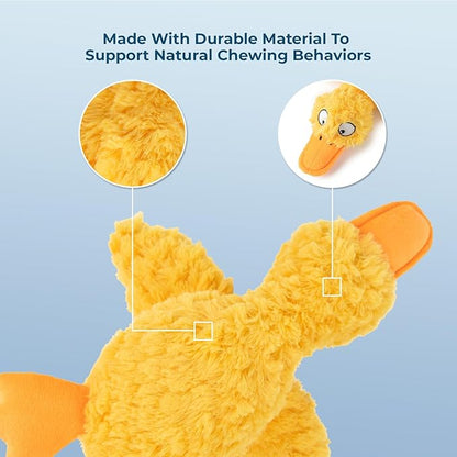 Best Pet Supplies Ducky Doodle Squeaky Crinkle Plush Toy for Small and Medium Breed Puppies or Dogs – Ducky Doodle (Gold), Large - PAWPICO