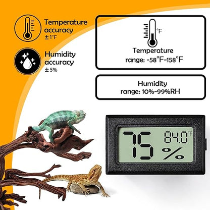 2 PCS Rectangle Reptile Thermometer and Humidity Gauge for Bearded Dragon Accessories, Reptile Tank Accessories for Jumping Spider, Leopard Gecko, Hermit Crab, Gecko, Ball Python, Lizard BSRESIN