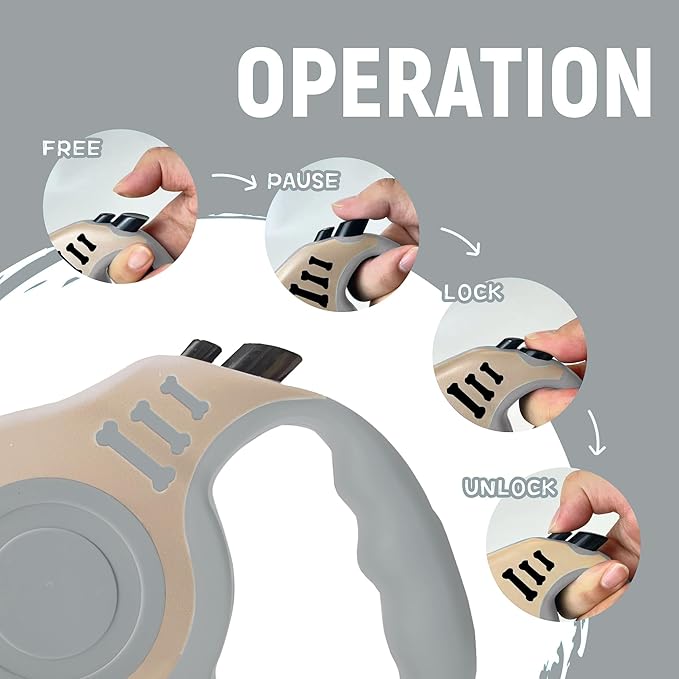 Retractable Dog Leash Automatic Telescopic Tractor Dog Tape, Pet Tape 10/16 FT Durable and Convenient, with Folding Bowl, Dispenser, Rubbish Bags, Suitable for Small and Medium Dogs LIEVUIKEN