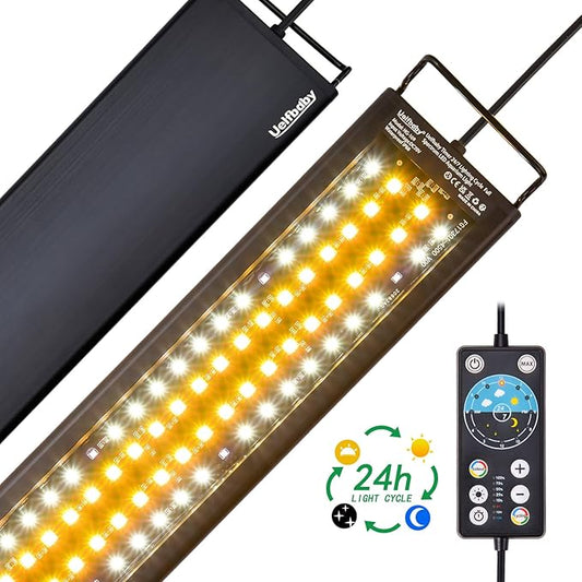 Uelfbaby Super Bright LED Aquarium Light 24/7 Mode 24W for 18"-24" Fish Tank (10/15/20 Gallon Tank), Full Spectrum Fish Tank Light with Adjustable Timer On/Off, 7 Colors Adjustable Brightness Uelfbaby