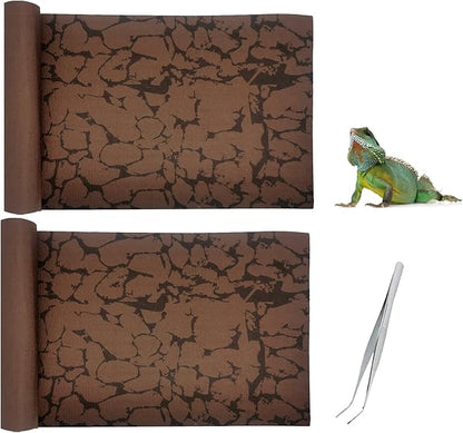 Tfwadmx Reptile Carpet Sand Mat for Bearded Dragon Terrarium Substrate Liner Brown Leopard Gecko Tank Accessories Lizard Bedding Mats for Tortoise Turtle Snake Chameleon with Tweezers 16x23In (2 Pcs) Tfwadmx