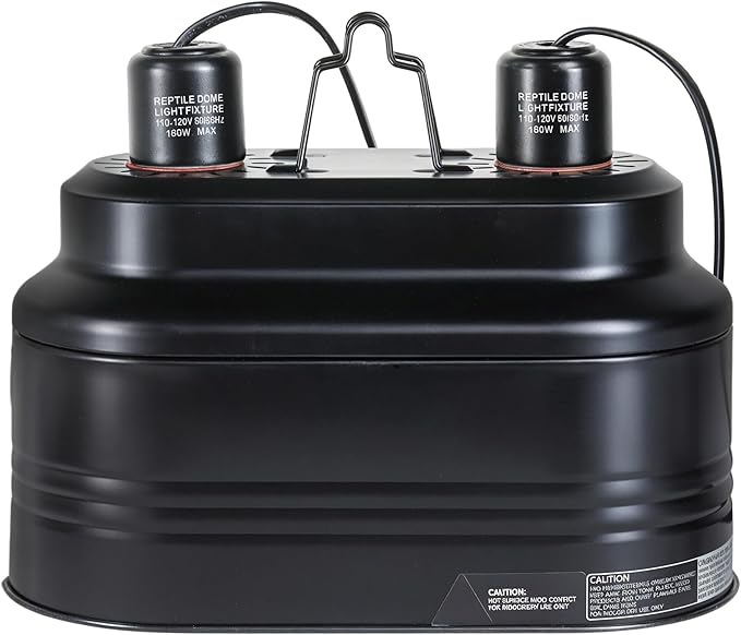 Simple Deluxe Dual Dome Reptile Light Fixture with Separate Switches, Fits Max 160W Reptile Heat Lamp/UVB Light, for Amphibians Terrarium and Tortoise Habitat SimpleDeluxe