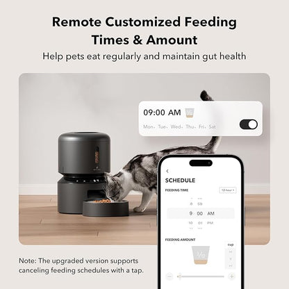 PETLIBRO Automatic Cat Feeder, 5G WiFi Automatic Pet Feeder with Freshness Preservation, 3L Timed Cat Feeders for Dry Food, Up to 48 Portions 10 Meals Per Day, Granary Pet Feeder for Cat/Dog, Black - PAWPICO