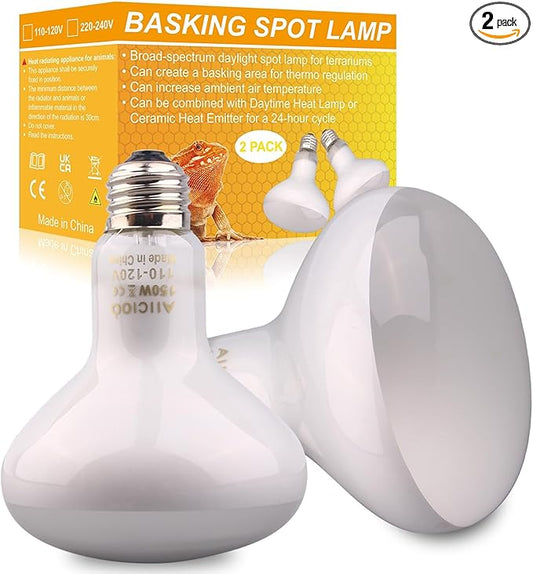 Aiicioo Reptile Basking Light Bulb - 150W Reptile Heat Lamp Basking Bulb for Bearded Dragon Turtle Hermit Crab Gecko Lizard Daylight AIICIOO