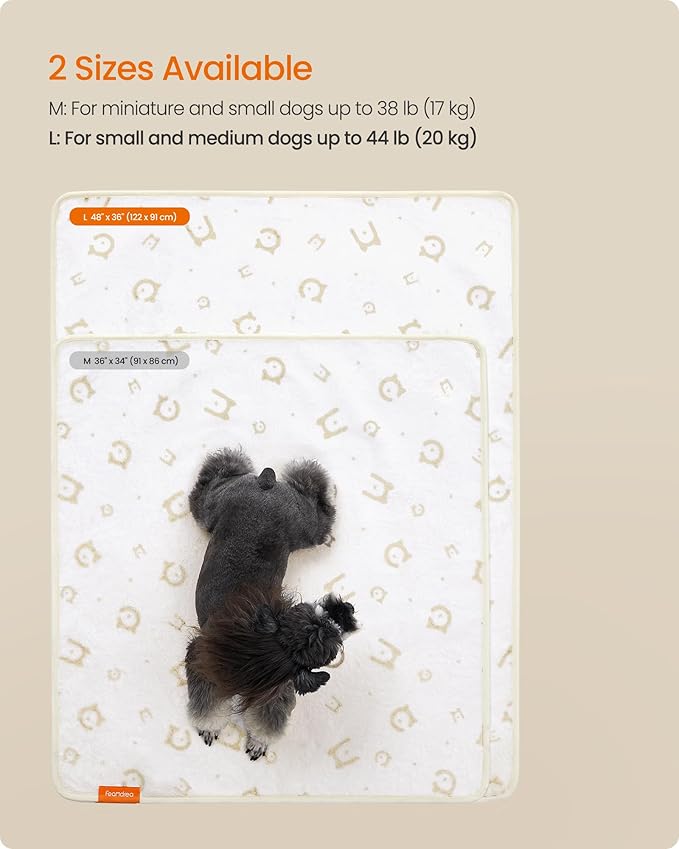 Feandrea Washable Pee Pads for Dogs, 2 Pack, Reusable Dog Pads, 48 x 36 Inches, L, Waterproof Pet Training Pads, Leakproof, Non-Slip, Super Absorbent, for Dogs, Cats, Rabbits, Cloud White UPTD003W01 - PAWPICO