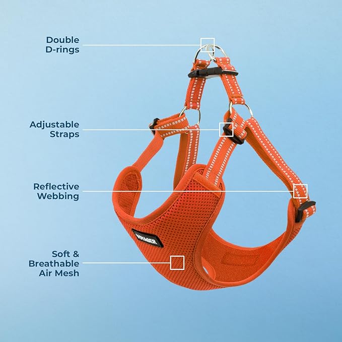 Best Pet Supplies Voyager Adjustable Dog Vest Harness Breathable No Pull Harness for Small, Medium, Large Dogs, Heavy Duty Harness for Walking, Jogging, Easy Step-in, Reflective Stripes - (Orange), M BestPetSuppliesLLC