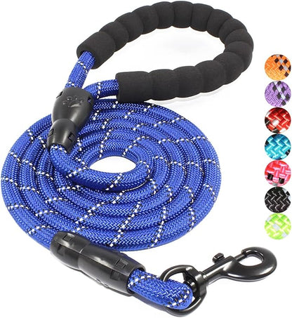 BAAPET 2/4/5/6 FT Dog Leash with Comfortable Padded Handle and Highly Reflective Threads for Small Medium and Large Dogs (5FT-1/2'', Navy Blue) BAAPET