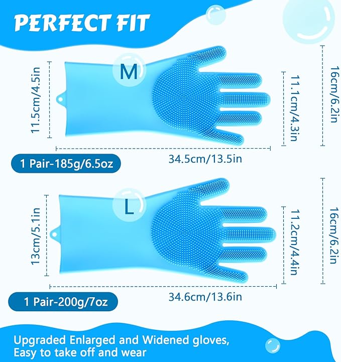 Pecute Pet Grooming Gloves Large, Heat Resistant Cat Bathing Gloves with High-Density Teeth, Silicone Dog Bathing Gloves with Enhanced Five Finger Design, for Washing, Bathing, and Massaging - PAWPICO