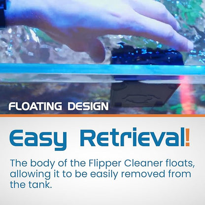 FL!PPER Flipper Cleaner Float - 2-in-1 Floating Magnetic Aquarium Glass Cleaner - Fish Tank Cleaner - Scrubber & Scraper Aquarium Cleaning Tools - Floating Fish Tank Cleaner, Standard FLPPER