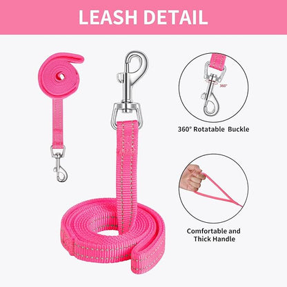 AMTOR Small Dog Harness with Leash Set, No Escape Easy Walk Puppy Harnesses for Training Walking, Step-in Reflective Soft Dogs Vest for XS S Medium Extra-Small Large Sized Dog(Fuchsia,XXS) AMTOR