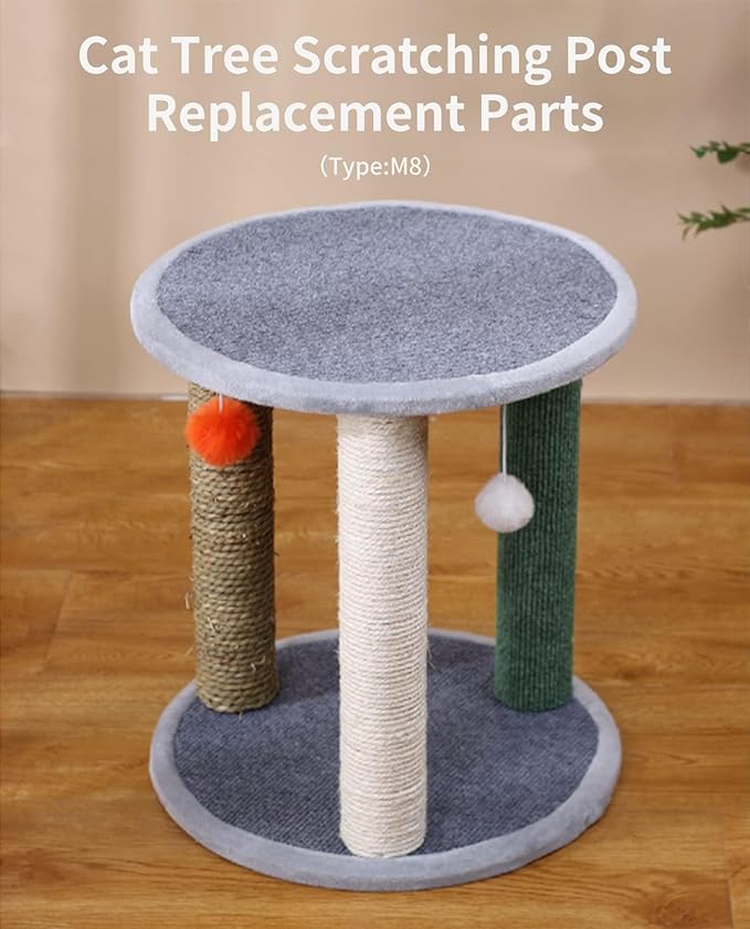 BNOSDM 4 Pcs M8 15”x2.75” Cat Tree Scratching Post Replacement Parts for Indoor Cats Tower Rope Scratch Poles Refill Sisal Pole Part for Refurbishment Hemp Kitty Furniture Accessories Spare - PAWPICO