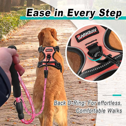 BARKBAY Dog Harness No Pull for Large Dogs - Adjustable, Reflective, Comfortable, No Choke, Heavy-Duty - Perfect for Outdoor Training, Walking, and Hiking - Strong & Durable - L & Light Pink BARKBAY