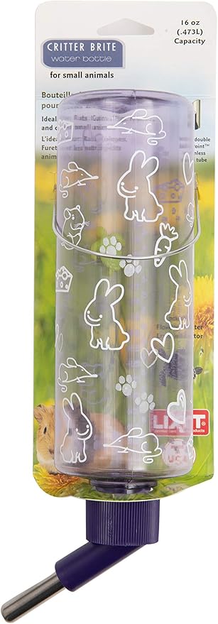 Lixit Standard Cage Water Bottles for Rabbits, Ferrets, Guinea Pigs, Hamsters, Rats, Mice and Other Small Animal's (16 Ounce, Clear) Lixit