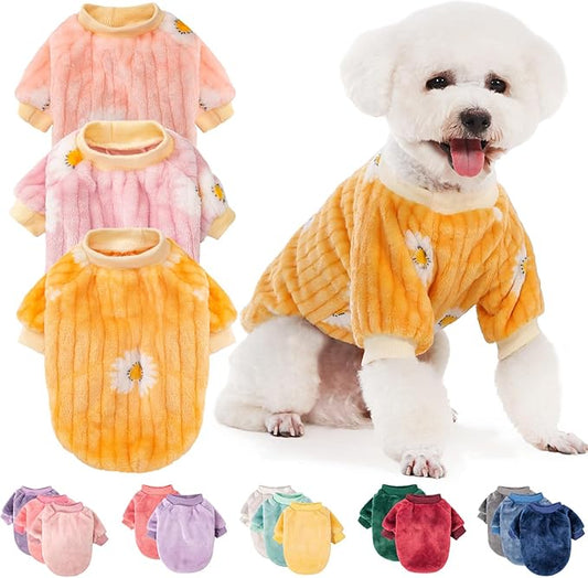 FabriCastle Dog Sweater, Pack of 2 or 3, Dog Clothes, Dog Coat, Dog Jacket for Small or Medium Dogs Boy or Girl, Ultra Soft and Warm Cat Pet Sweaters (Pink,Violet,Yellow, XX-Small) - PAWPICO
