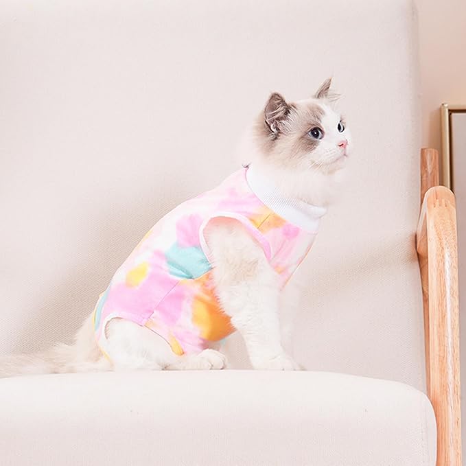PUMYPOREITY Cat Recovery Suit, Cat Surgery Recovery Suit Female, Cat Spay Recovery Suit, Alternative to Cone of Shame, Cat Surgical Recovery Suit for Skin Diseases, Pink, L PUMYPOREITY