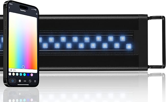 CURRENT USA ColorPlus Smart Freshwater Aquarium & Terrarium LED Light with App and Voice Control | Alexa & Google Home Compatible | Extra Vivid Colors for Fish Tank| Aluminum (for Tanks 24" to 35") Current+USA