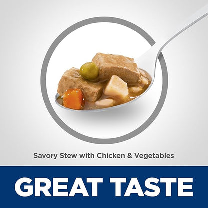 Hill's Science Diet Adult 1-6, Adult 1-6 Premium Nutrition, Wet Dog Food, Chicken & Vegetables Stew, 12.8 oz Can, Case of 12 - PAWPICO