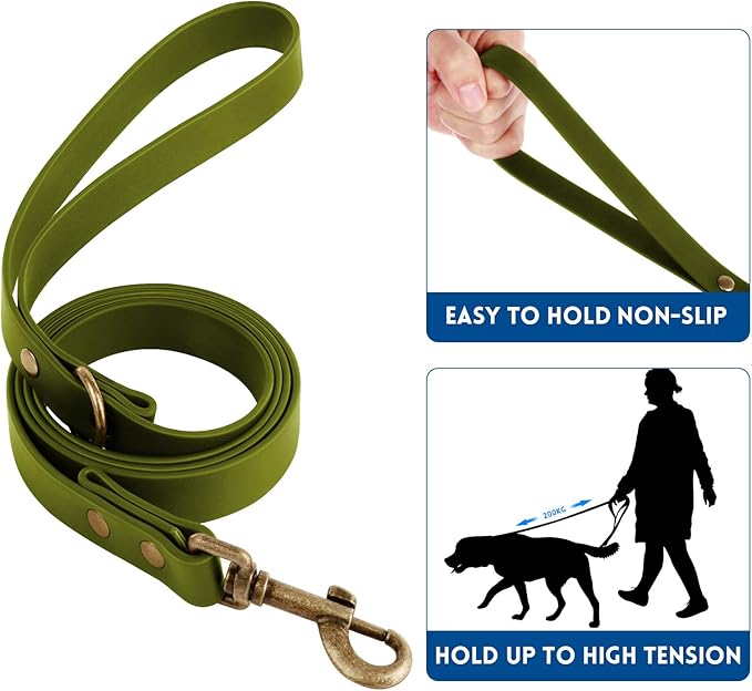 Wisedog Dog Collar and Leash Set Combo: Adjustable Durable Pet Collars with Dog Leashes for Small Medium Large Dogs,Includes One Bonus of Poop Bag Holder (L, Green) WisedogPetSupplies