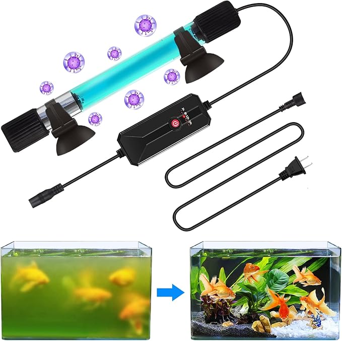 Clean Light for Aquarium，11 W&13 W Fish Tank Clean Light with Timer,Aquarium Green Killing Machine Waterproof Clean Submersible Lamp for Pond,Swimming Pool,Indoor AquariumPetsFishMonopoly
